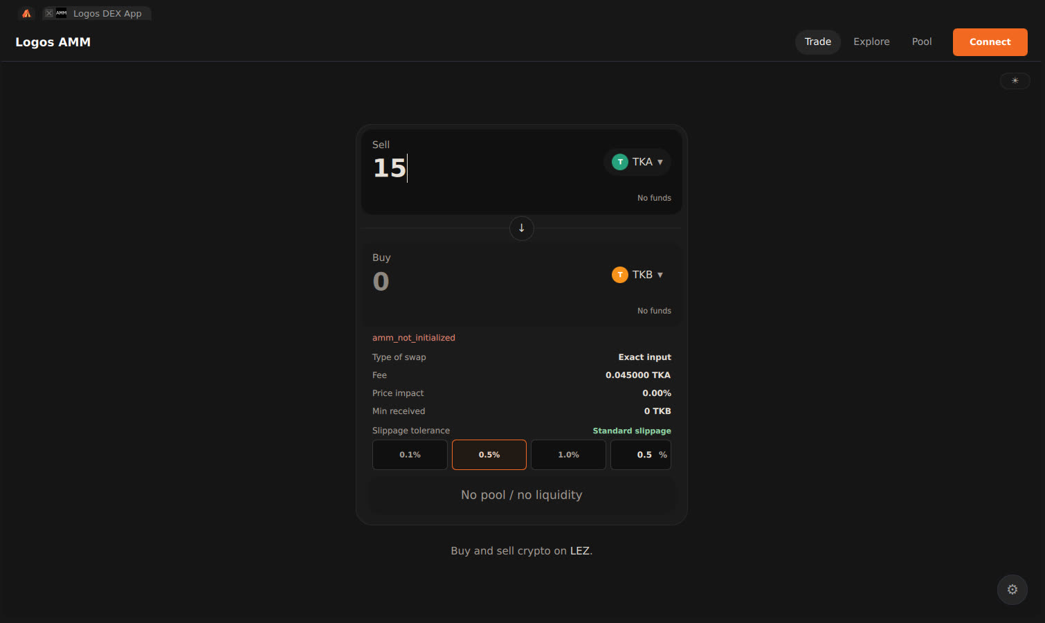 Swap field shows 15 after typing 1.5